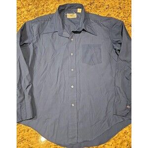 Vintage Jonathan Hill Men's Button-Down Collared Shirt XL 17-17.5 Blue